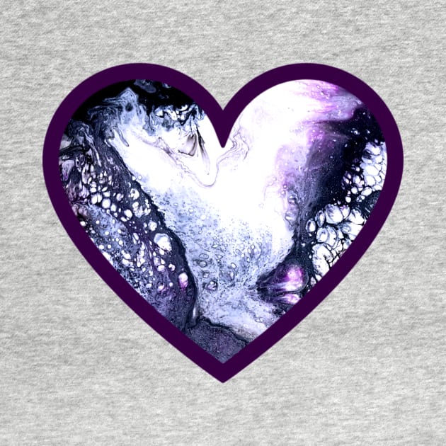 Icy Blue/Purple Paint Pour Heart by Designs_by_KC